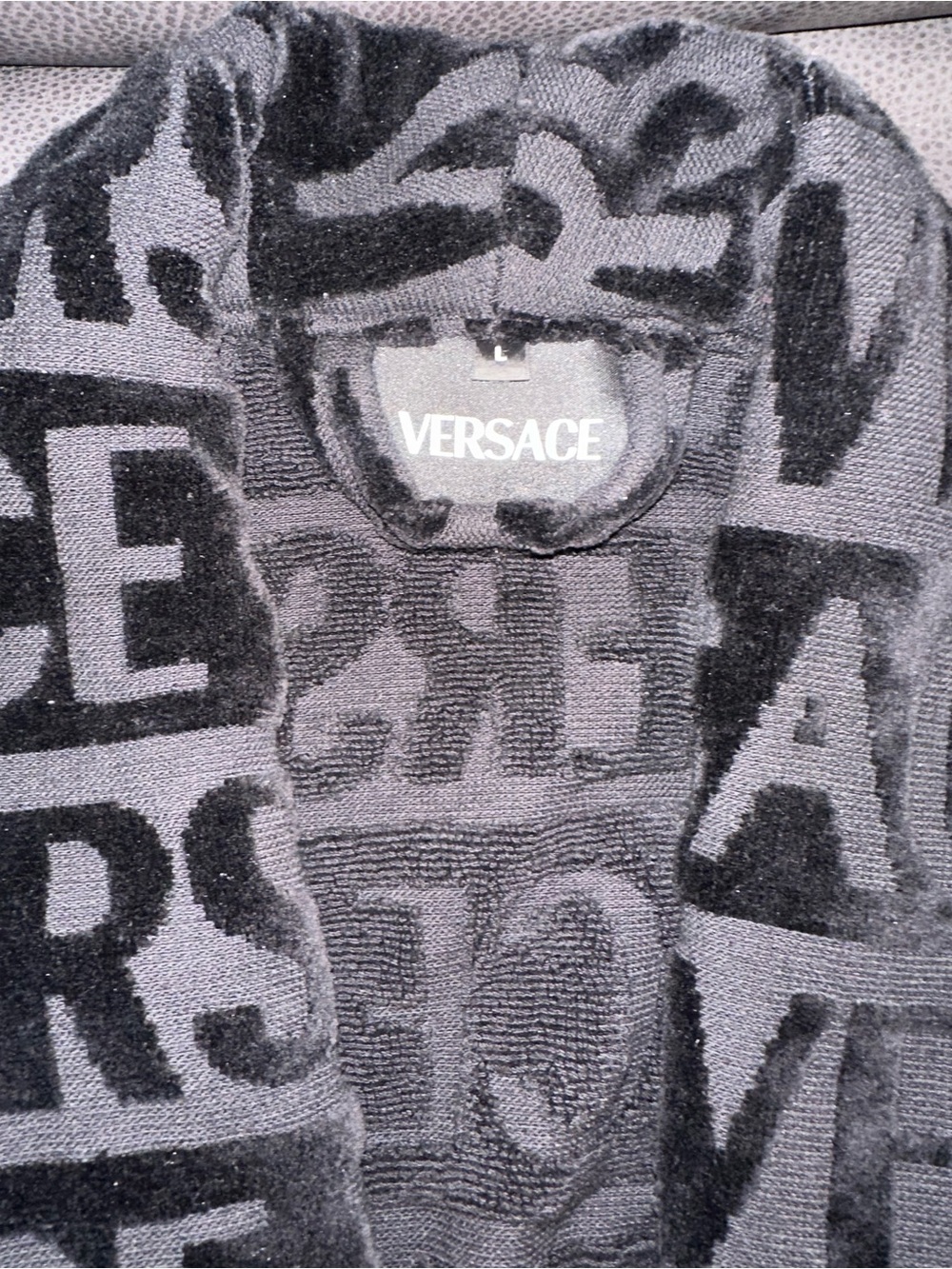 Versace Black and Gold Baroque Logo Kimono Robe - Picture 7 of 7